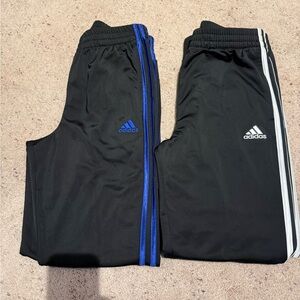 Adidas Kids Black Joggers with Blue and White Accents